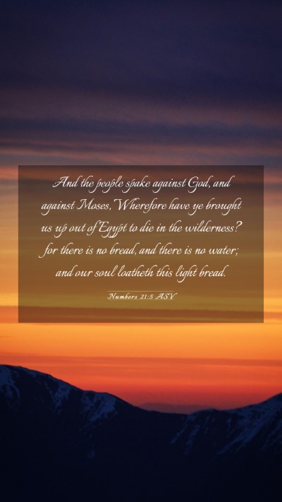Picture 03 - Numbers 21:5 ASV Mobile Phone Wallpaper - And the people spake against God, and against - Mobile Bible Verse Wallpaper