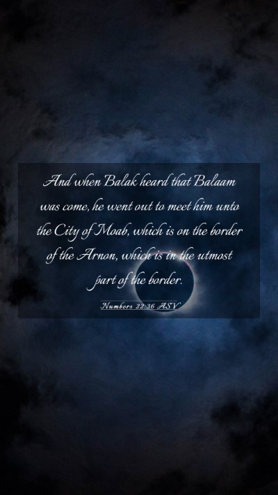 Picture 03 - Numbers 22:36 ASV Mobile Phone Wallpaper - And when Balak heard that Balaam was come, he - Mobile Bible Verse Wallpaper