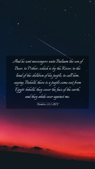 Picture 03 - Numbers 22:5 ASV Mobile Phone Wallpaper - And he sent messengers unto Balaam the son of - Mobile Bible Verse Wallpaper