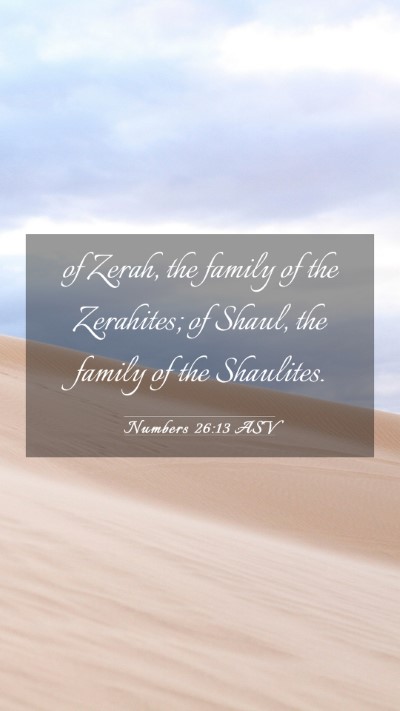 Picture 03 - Numbers 26:13 ASV Mobile Phone Wallpaper - of Zerah, the family of the Zerahites; of Shaul, - Mobile Bible Verse Wallpaper