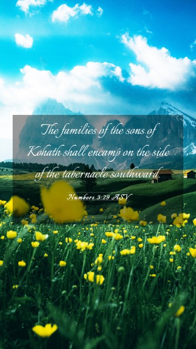 Picture 03 - Numbers 3:29 ASV Mobile Phone Wallpaper - The families of the sons of Kohath shall encamp - Mobile Bible Verse Wallpaper