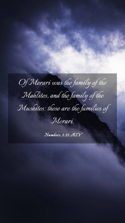 Picture 03 - Numbers 3:33 ASV Mobile Phone Wallpaper - Of Merari was the family of the Mahlites, and the - Mobile Bible Verse Wallpaper