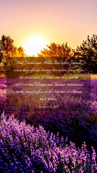 Picture 03 - Numbers 3:4 ASV Mobile Phone Wallpaper - And Nadab and Abihu died before Jehovah, when - Mobile Bible Verse Wallpaper
