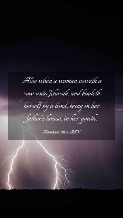 Picture 03 - Numbers 30:3 ASV Mobile Phone Wallpaper - Also when a woman voweth a vow unto Jehovah, and - Mobile Bible Verse Wallpaper