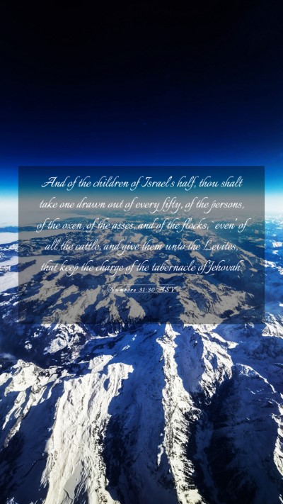 Picture 03 - Numbers 31:30 ASV Mobile Phone Wallpaper - And of the children of Israel's half, thou shalt - Mobile Bible Verse Wallpaper