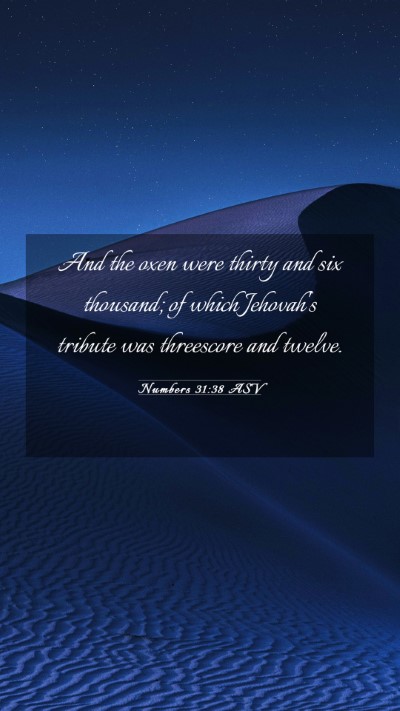Picture 03 - Numbers 31:38 ASV Mobile Phone Wallpaper - And the oxen were thirty and six thousand; of - Mobile Bible Verse Wallpaper