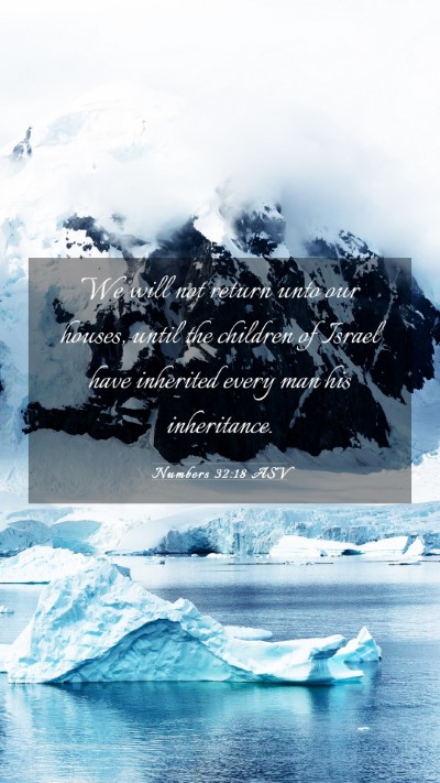 Picture 03 - Numbers 32:18 ASV Mobile Phone Wallpaper - We will not return unto our houses, until the - Mobile Bible Verse Wallpaper