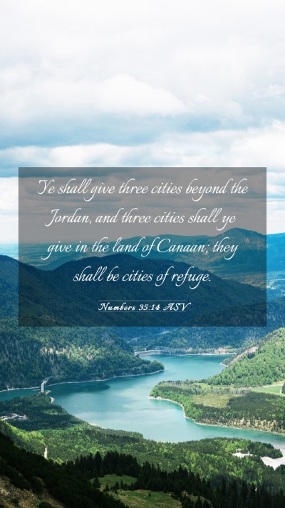 Picture 03 - Numbers 35:14 ASV Mobile Phone Wallpaper - Ye shall give three cities beyond the Jordan, and - Mobile Bible Verse Wallpaper