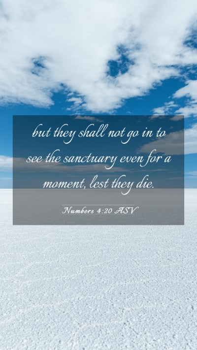 Picture 03 - Numbers 4:20 ASV Mobile Phone Wallpaper - but they shall not go in to see the sanctuary - Mobile Bible Verse Wallpaper