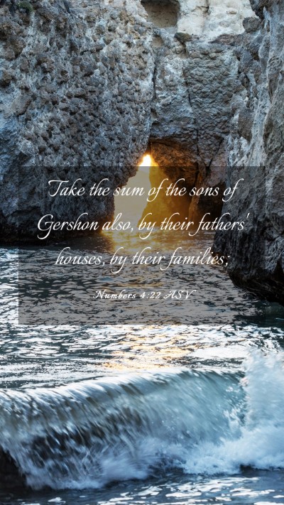 Picture 03 - Numbers 4:22 ASV Mobile Phone Wallpaper - Take the sum of the sons of Gershon also, by - Mobile Bible Verse Wallpaper