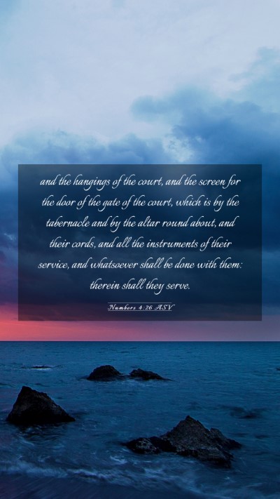 Picture 03 - Numbers 4:26 ASV Mobile Phone Wallpaper - and the hangings of the court, and the screen for - Mobile Bible Verse Wallpaper