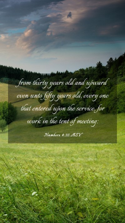 Picture 03 - Numbers 4:35 ASV Mobile Phone Wallpaper - from thirty years old and upward even unto fifty - Mobile Bible Verse Wallpaper