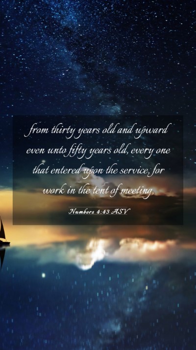 Picture 03 - Numbers 4:43 ASV Mobile Phone Wallpaper - from thirty years old and upward even unto fifty - Mobile Bible Verse Wallpaper