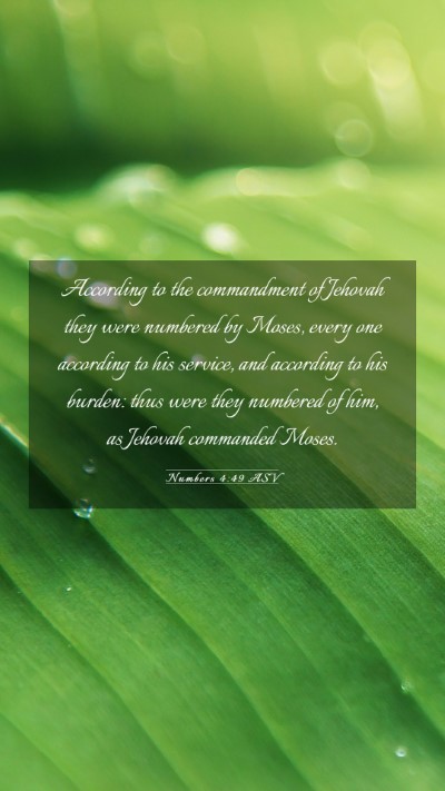Picture 03 - Numbers 4:49 ASV Mobile Phone Wallpaper - According to the commandment of Jehovah they were - Mobile Bible Verse Wallpaper