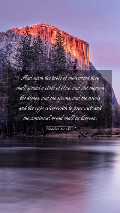 Picture 03 - Numbers 4:7 ASV Mobile Phone Wallpaper - And upon the table of showbread they shall spread - Mobile Bible Verse Wallpaper