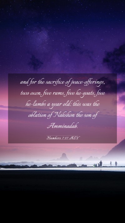 Picture 03 - Numbers 7:17 ASV Mobile Phone Wallpaper - and for the sacrifice of peace-offerings, two - Mobile Bible Verse Wallpaper