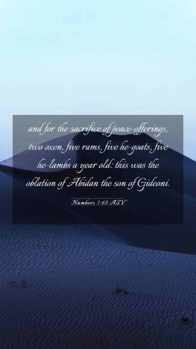Picture 03 - Numbers 7:65 ASV Mobile Phone Wallpaper - and for the sacrifice of peace-offerings, two - Mobile Bible Verse Wallpaper