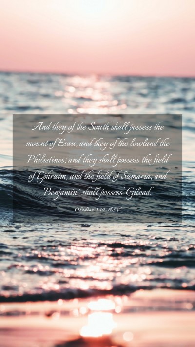 Picture 03 - Obadiah 1:19 ASV Mobile Phone Wallpaper - And they of the South shall possess the mount of - Mobile Bible Verse Wallpaper