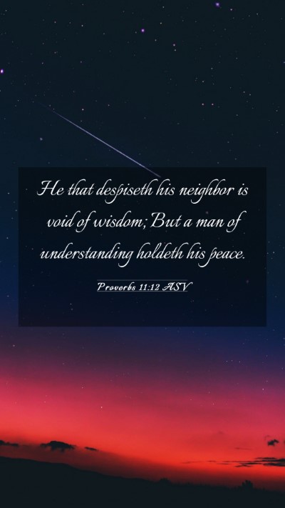 Picture 03 - Proverbs 11:12 ASV Mobile Phone Wallpaper - He that despiseth his neighbor is void of wisdom; - Mobile Bible Verse Wallpaper