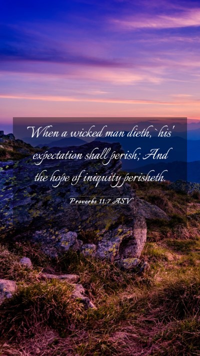 Picture 03 - Proverbs 11:7 ASV Mobile Phone Wallpaper - When a wicked man dieth, `his' expectation shall - Mobile Bible Verse Wallpaper