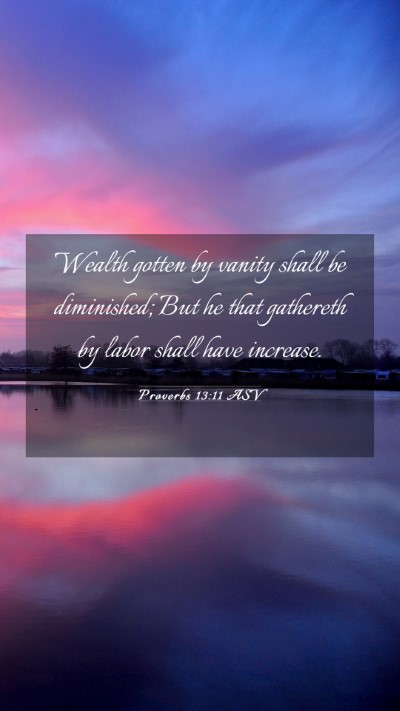 Picture 03 - Proverbs 13:11 ASV Mobile Phone Wallpaper - Wealth gotten by vanity shall be diminished; But - Mobile Bible Verse Wallpaper