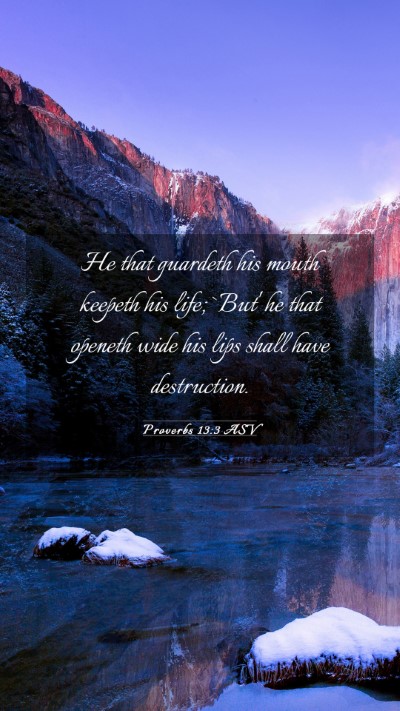 Picture 03 - Proverbs 13:3 ASV Mobile Phone Wallpaper - He that guardeth his mouth keepeth his life; - Mobile Bible Verse Wallpaper