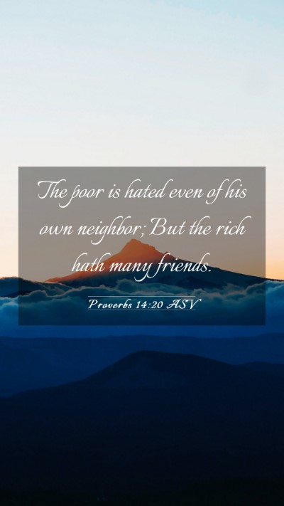 Picture 03 - Proverbs 14:20 ASV Mobile Phone Wallpaper - The poor is hated even of his own neighbor; But - Mobile Bible Verse Wallpaper