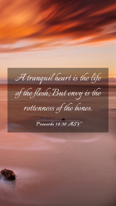 Picture 03 - Proverbs 14:30 ASV Mobile Phone Wallpaper - A tranquil heart is the life of the flesh; But - Mobile Bible Verse Wallpaper