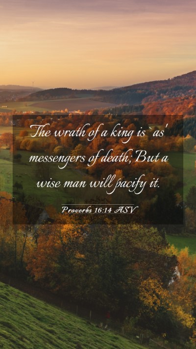 Picture 03 - Proverbs 16:14 ASV Mobile Phone Wallpaper - The wrath of a king is `as' messengers of death; - Mobile Bible Verse Wallpaper
