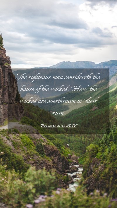 Picture 03 - Proverbs 21:12 ASV Mobile Phone Wallpaper - The righteous man considereth the house of the - Mobile Bible Verse Wallpaper