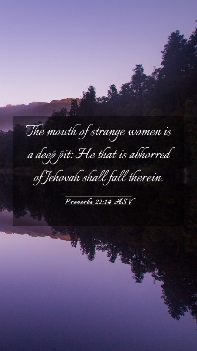 Picture 03 - Proverbs 22:14 ASV Mobile Phone Wallpaper - The mouth of strange women is a deep pit: He that - Mobile Bible Verse Wallpaper