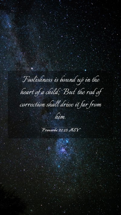 Picture 03 - Proverbs 22:15 ASV Mobile Phone Wallpaper - Foolishness is bound up in the heart of a child; - Mobile Bible Verse Wallpaper