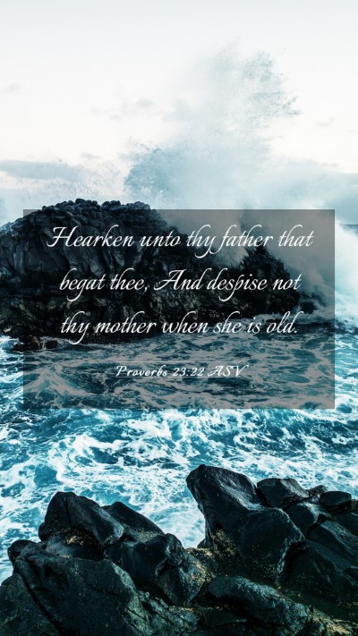 Picture 03 - Proverbs 23:22 ASV Mobile Phone Wallpaper - Hearken unto thy father that begat thee, And - Mobile Bible Verse Wallpaper