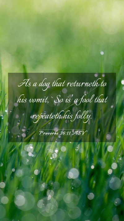 Picture 03 - Proverbs 26:11 ASV Mobile Phone Wallpaper - As a dog that returneth to his vomit, `So is' a - Mobile Bible Verse Wallpaper