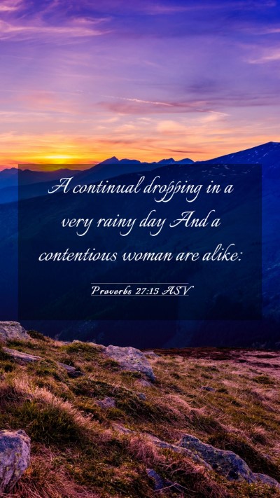 Picture 03 - Proverbs 27:15 ASV Mobile Phone Wallpaper - A continual dropping in a very rainy day And a - Mobile Bible Verse Wallpaper