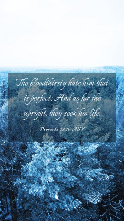Picture 03 - Proverbs 29:10 ASV Mobile Phone Wallpaper - The bloodthirsty hate him that is perfect; And as - Mobile Bible Verse Wallpaper
