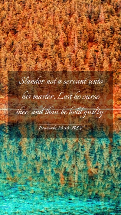 Picture 03 - Proverbs 30:10 ASV Mobile Phone Wallpaper - Slander not a servant unto his master, Lest he - Mobile Bible Verse Wallpaper
