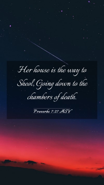 Picture 03 - Proverbs 7:27 ASV Mobile Phone Wallpaper - Her house is the way to Sheol, Going down to the - Mobile Bible Verse Wallpaper