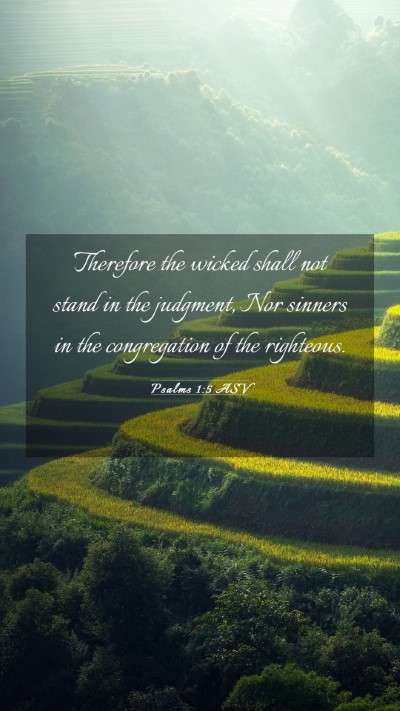 Picture 03 - Psalms 1:5 ASV Mobile Phone Wallpaper - Therefore the wicked shall not stand in the - Mobile Bible Verse Wallpaper