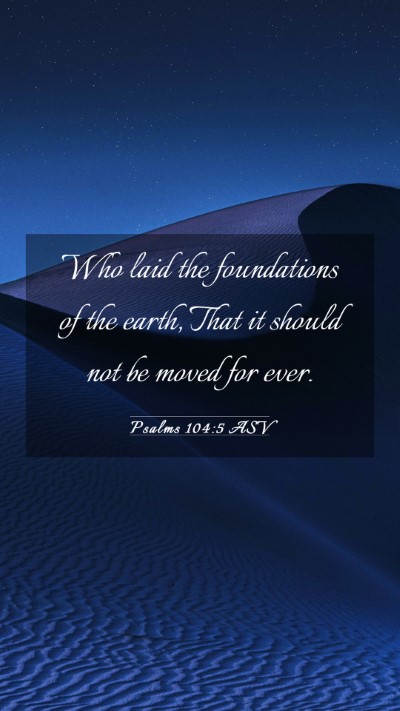Picture 03 - Psalms 104:5 ASV Mobile Phone Wallpaper - Who laid the foundations of the earth, That it - Mobile Bible Verse Wallpaper