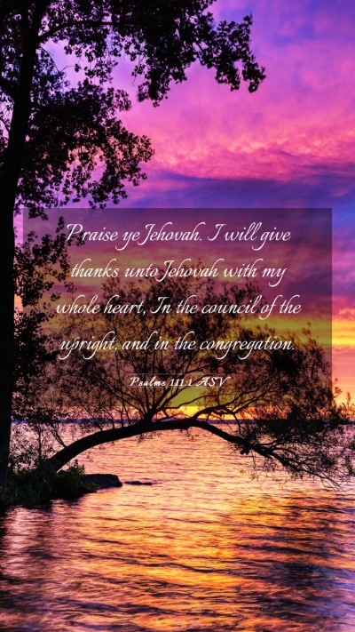 Picture 03 - Psalms 111:1 ASV Mobile Phone Wallpaper - Praise ye Jehovah. I will give thanks unto - Mobile Bible Verse Wallpaper