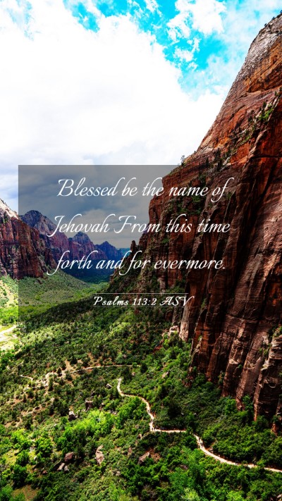 Picture 03 - Psalms 113:2 ASV Mobile Phone Wallpaper - Blessed be the name of Jehovah From this time - Mobile Bible Verse Wallpaper