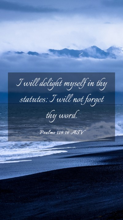 Picture 03 - Psalms 119:16 ASV Mobile Phone Wallpaper - I will delight myself in thy statutes: I will not - Mobile Bible Verse Wallpaper