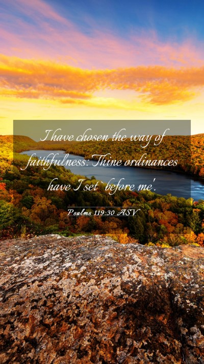 Picture 03 - Psalms 119:30 ASV Mobile Phone Wallpaper - I have chosen the way of faithfulness: Thine - Mobile Bible Verse Wallpaper