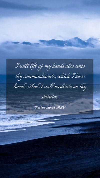 Picture 03 - Psalms 119:48 ASV Mobile Phone Wallpaper - I will lift up my hands also unto thy - Mobile Bible Verse Wallpaper