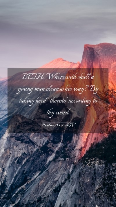 Picture 03 - Psalms 119:9 ASV Mobile Phone Wallpaper - BETH. Wherewith shall a young man cleanse his - Mobile Bible Verse Wallpaper