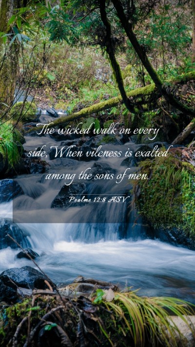 Picture 03 - Psalms 12:8 ASV Mobile Phone Wallpaper - The wicked walk on every side, When vileness is - Mobile Bible Verse Wallpaper