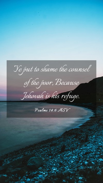 Picture 03 - Psalms 14:6 ASV Mobile Phone Wallpaper - Ye put to shame the counsel of the poor, Because - Mobile Bible Verse Wallpaper