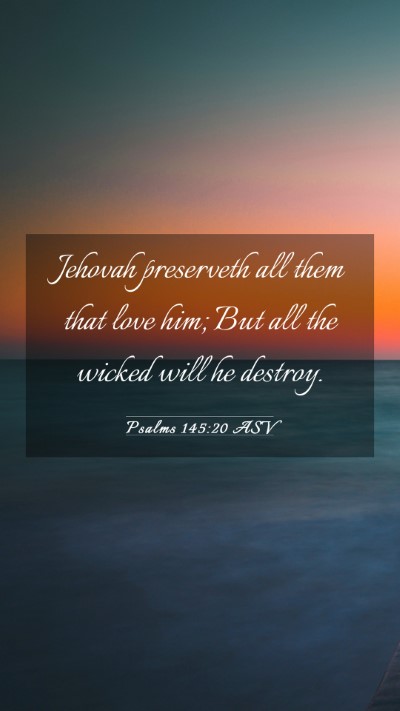 Picture 03 - Psalms 145:20 ASV Mobile Phone Wallpaper - Jehovah preserveth all them that love him; But - Mobile Bible Verse Wallpaper