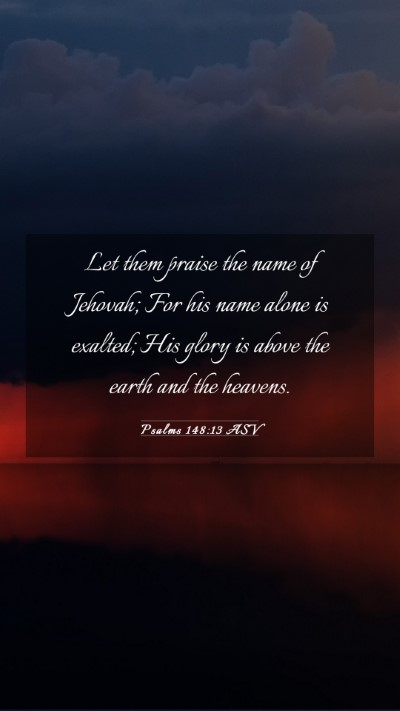 Picture 03 - Psalms 148:13 ASV Mobile Phone Wallpaper - Let them praise the name of Jehovah; For his name - Mobile Bible Verse Wallpaper